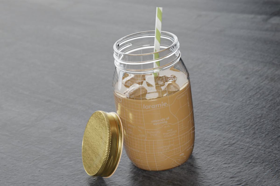 College Town Map Etched Mason Jar