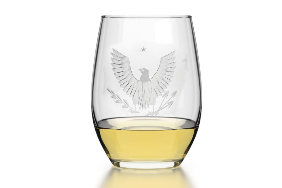 Hand Carved Patriotic Stemless Wine Glass