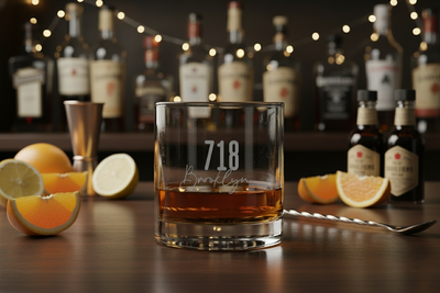 Area Code & Zip Code Rocks Glass