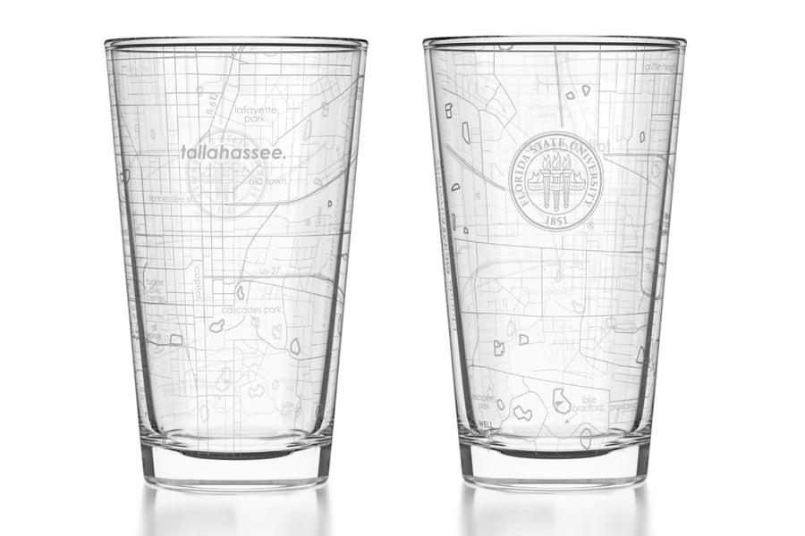 Florida State University - FSU Campus Map Pint Glass Pair