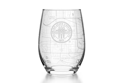 Florida State University - FSU Campus Map Stemless Wine Glass