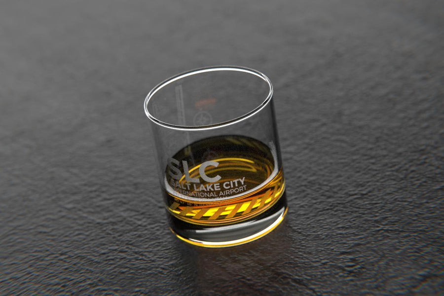 SLC Salt Lake City - Airports and Runways Rocks Glass