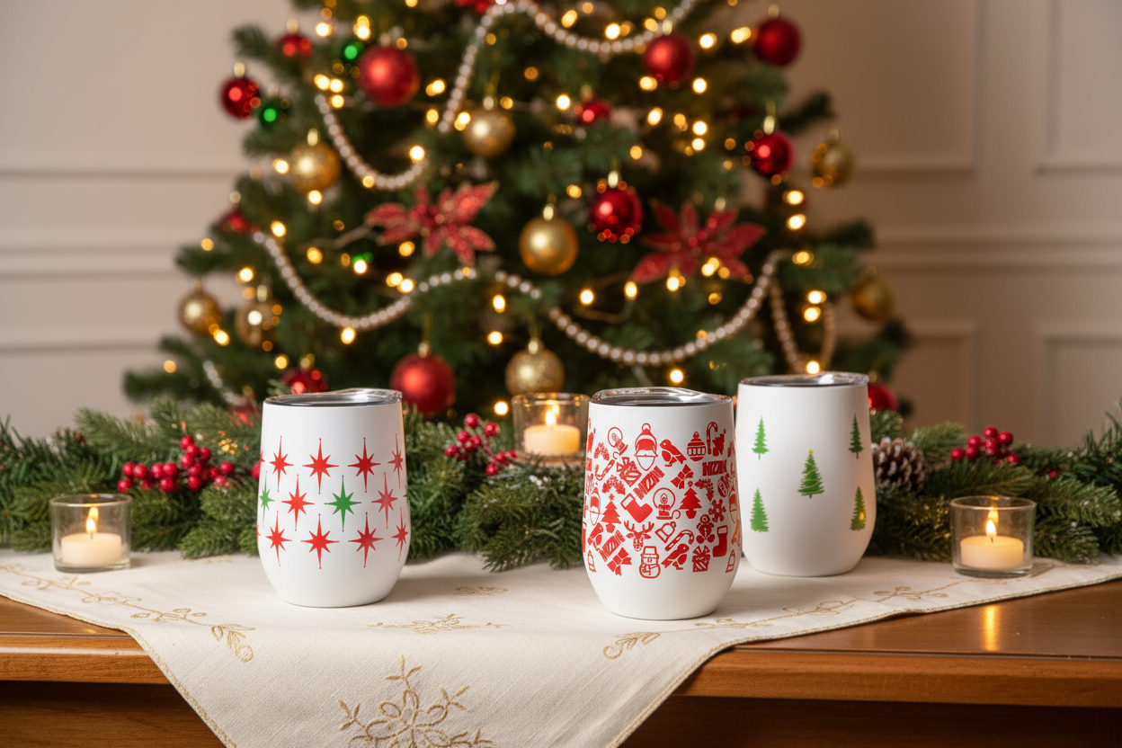 Winter Holiday 12 oz Insulated Wine Tumbler