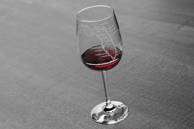 State Map Stemmed Wine Glass