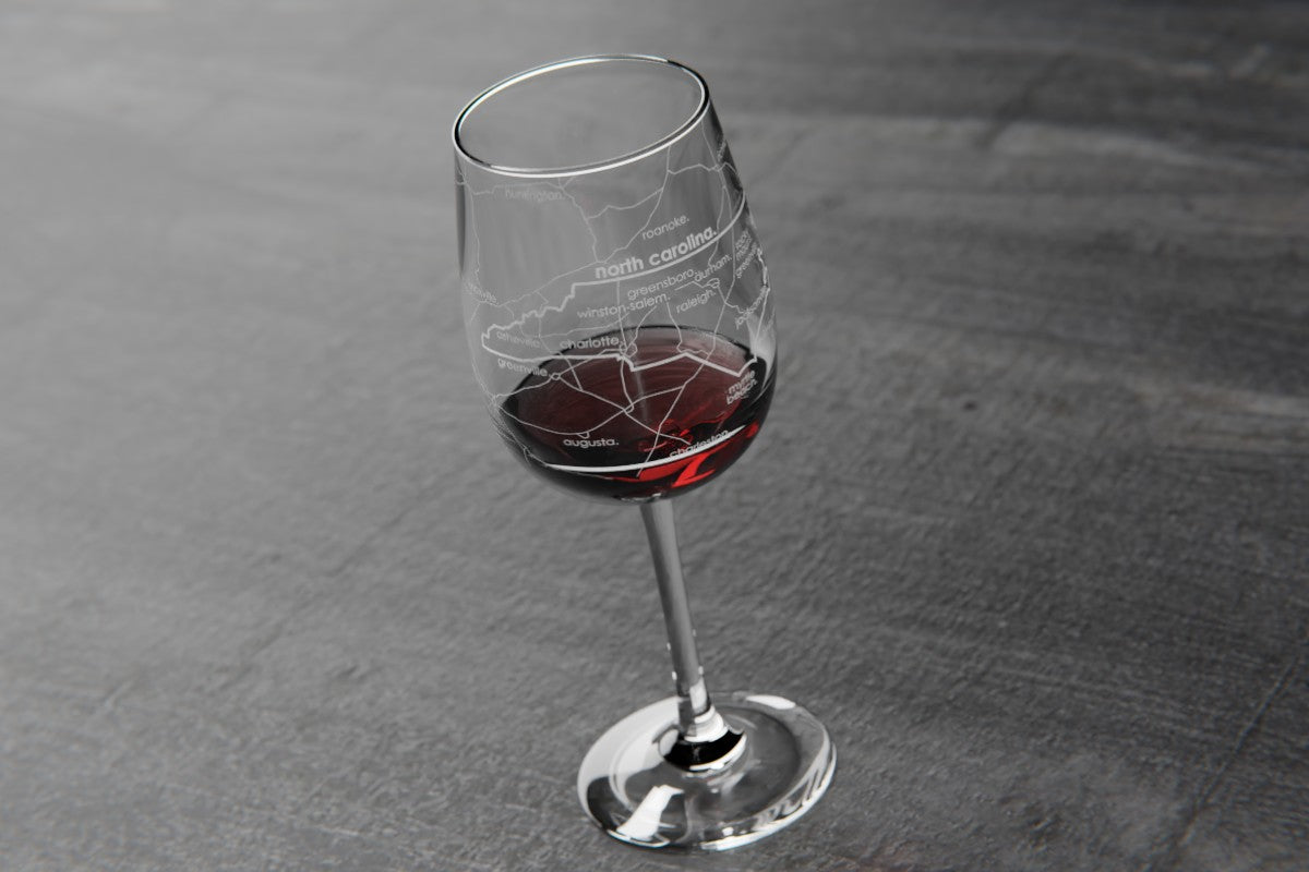 State Map Stemmed Wine Glass