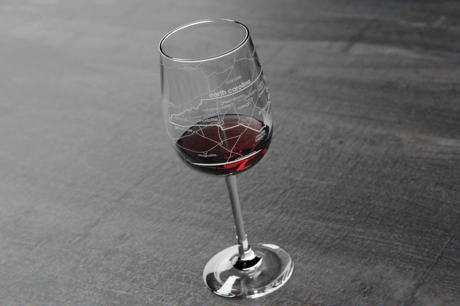 State Map Stemmed Wine Glass