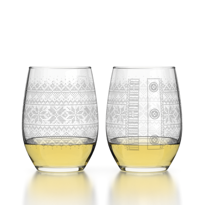 Cross Sweater Stemless Wine Glass