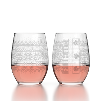 Cross Sweater Stemless Wine Glass