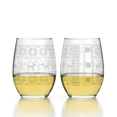 Reindeer Sweater Stemless Wine Glass