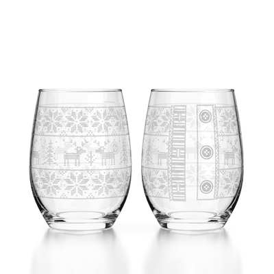 Reindeer Sweater Stemless Wine Glass