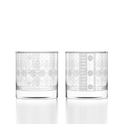 Seasonal Sweater Etched Rocks Glasses - Set of 4
