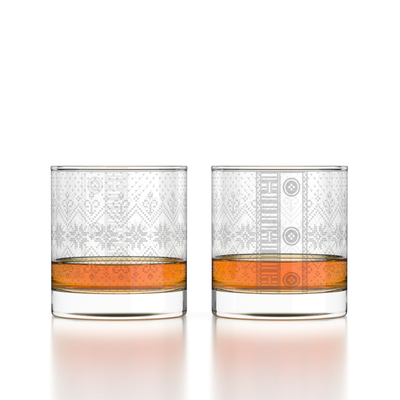 Seasonal Sweater Etched Rocks Glasses - Set of 4