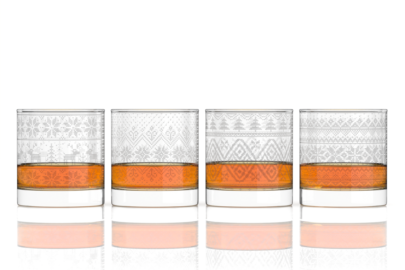 Seasonal Sweater Etched Rocks Glasses - Set of 4