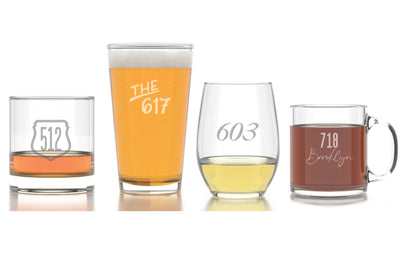 Area Code & Zip Code Rocks Glass