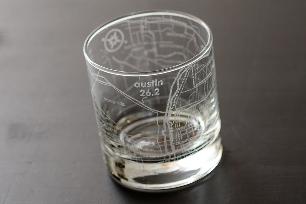 Marathon Map Rocks Glass