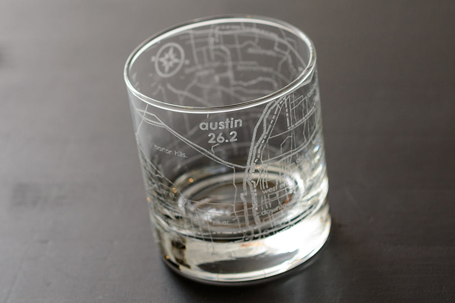 Marathon Map Rocks Glass