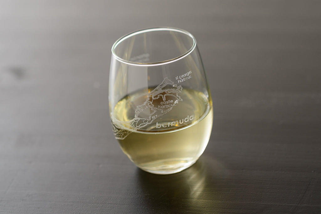 Island and Coastal Map Stemless Wine Glass
