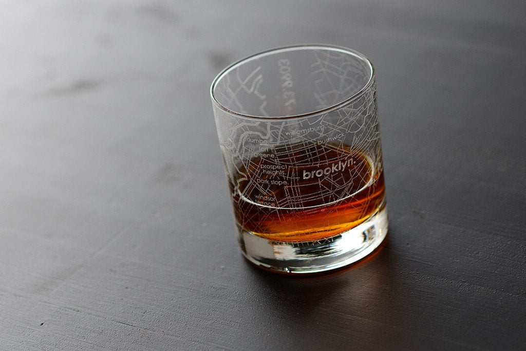 Brooklyn Map Rocks Glass