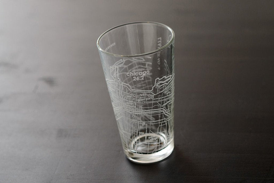 Chicago 26.2 - Marathon Map Pint Glass