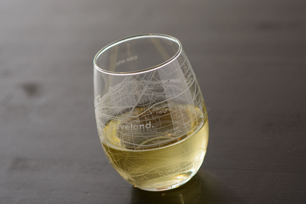 Cleveland Map Stemless Wine Glass