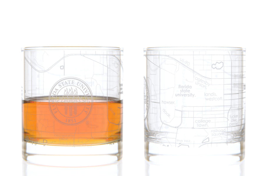 Florida State University - FSU Campus Map Rocks Glass Pair