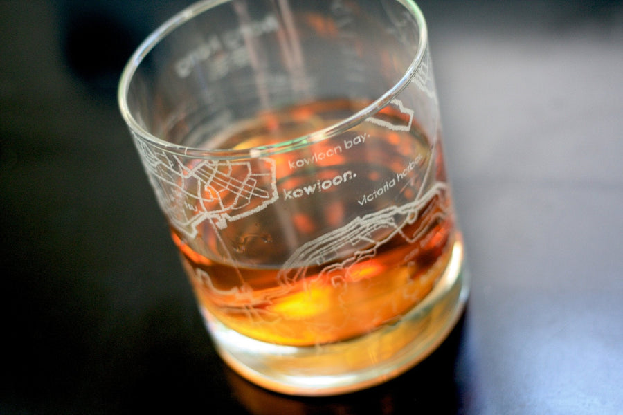 Hong Kong Map Rocks Glass