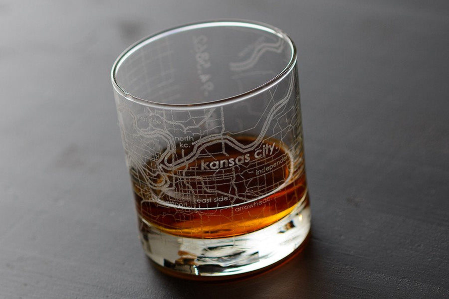Kansas City Map Rocks Glass
