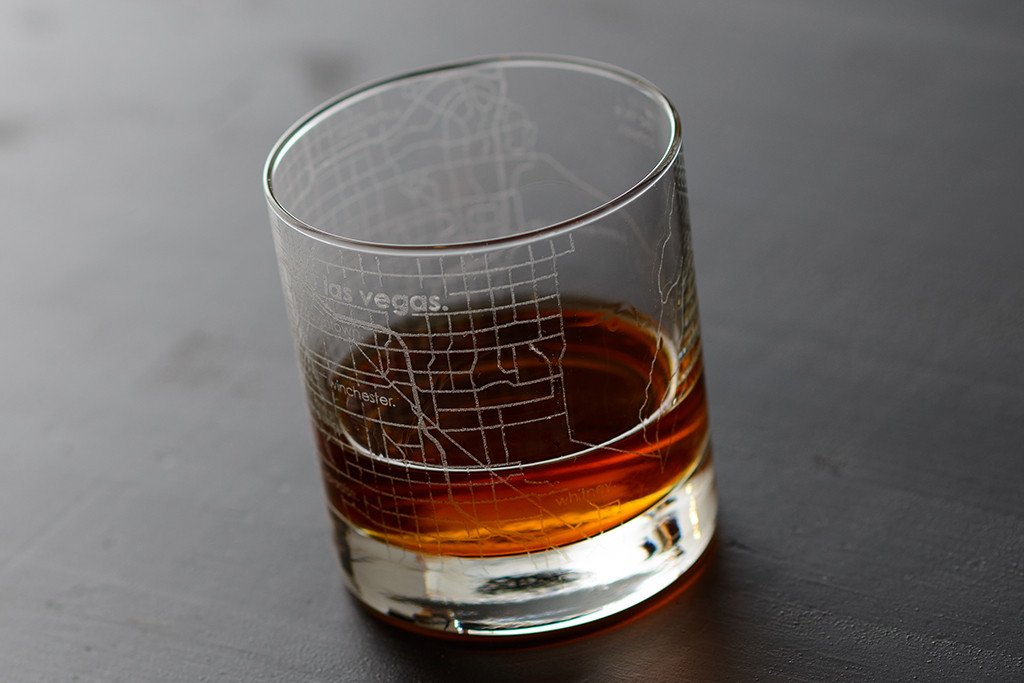 Las Vegas Map Rocks Glass