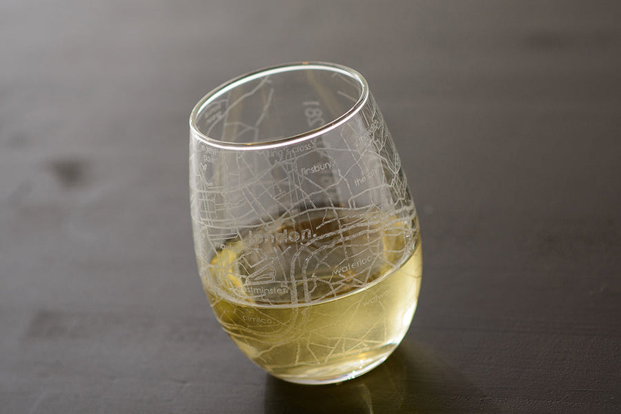 London Map Stemless Wine Glass