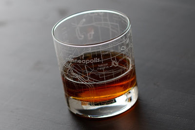 Minneapolis St Paul Map Rocks Glass