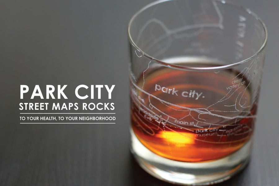 Park City Map Rocks Glass