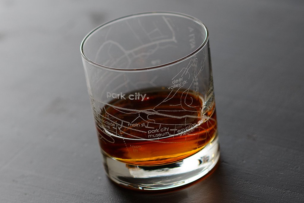 Park City Map Rocks Glass