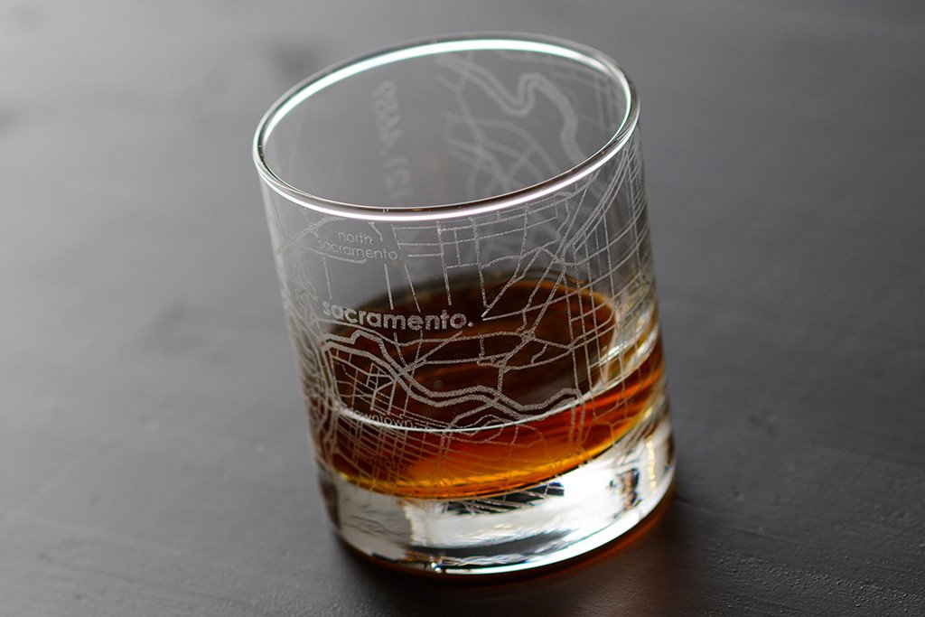 Sacramento Map Rocks Glass