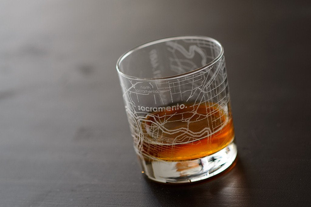 Sacramento Map Rocks Glass