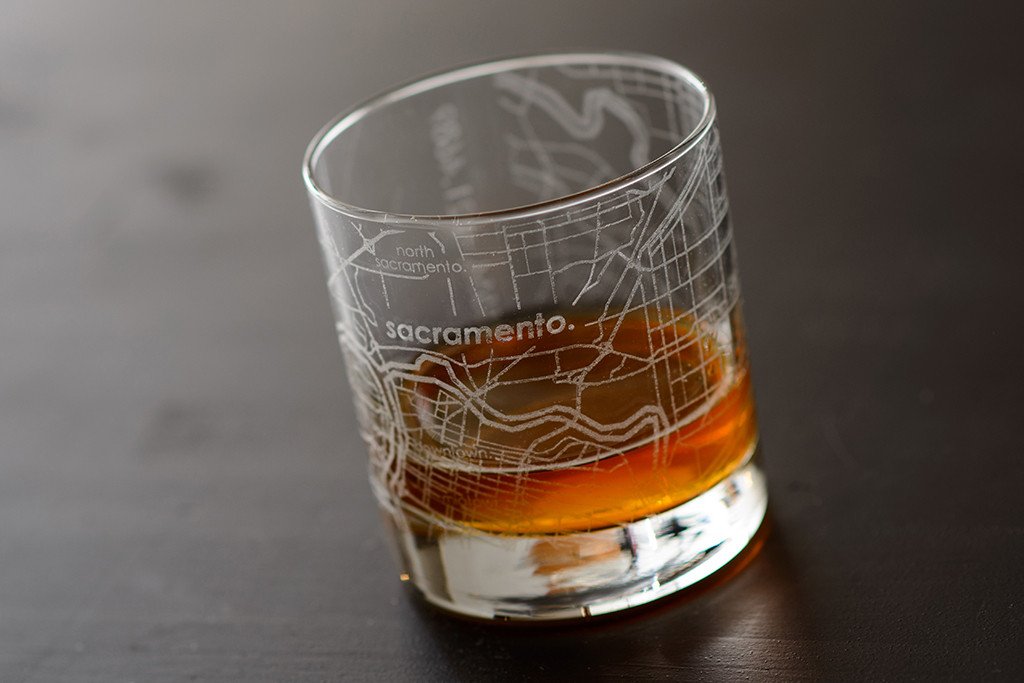Sacramento Map Rocks Glass