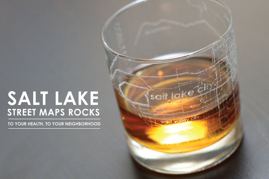 Salt Lake City Map Rocks Glass