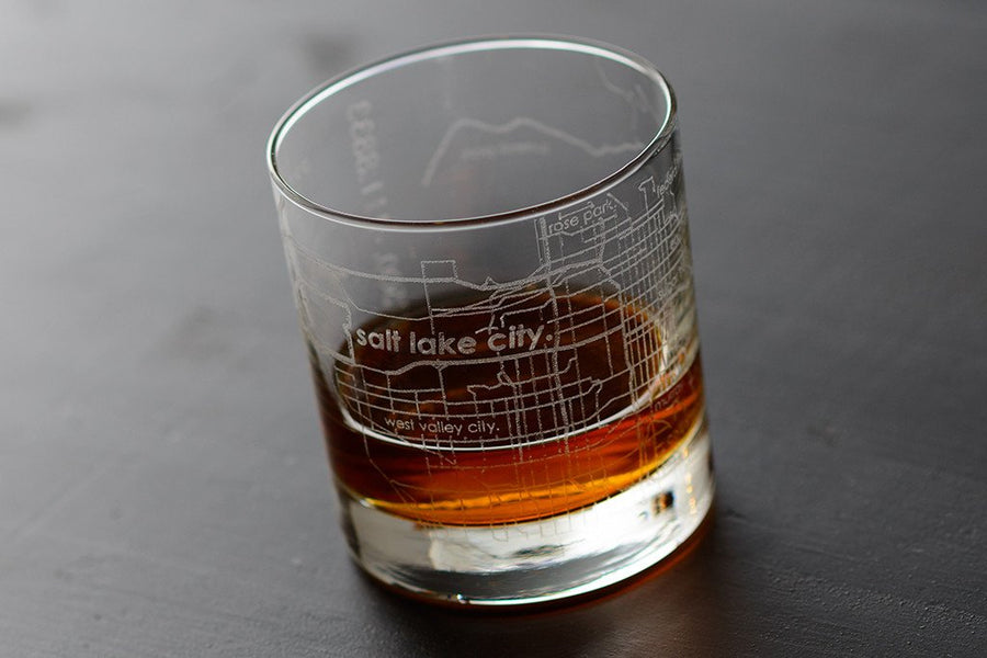 Salt Lake City Map Rocks Glass