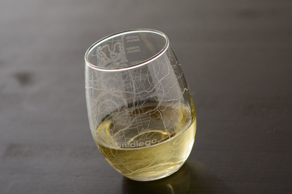 San Diego Map Stemless Wine Glass
