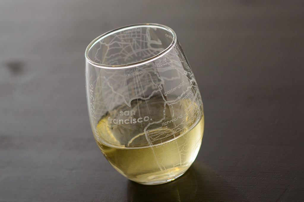 San Francisco Map Stemless Wine Glass