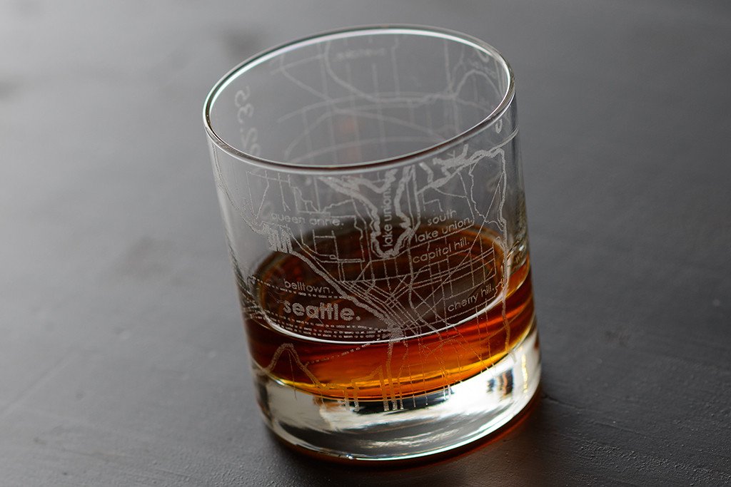 Seattle Map Rocks Glass