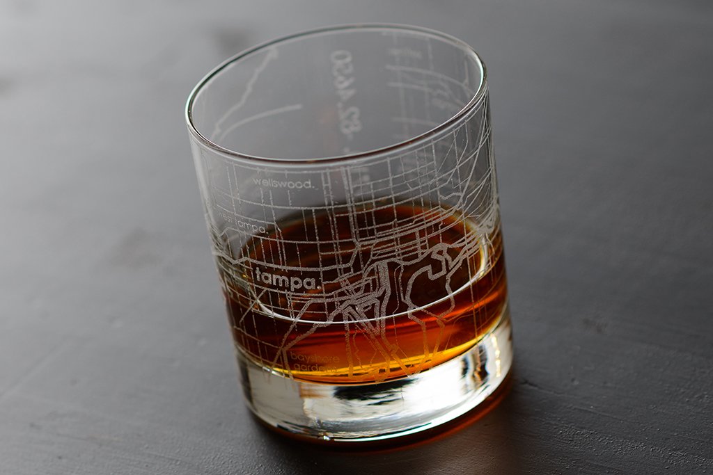 Tampa Map Rocks Glass