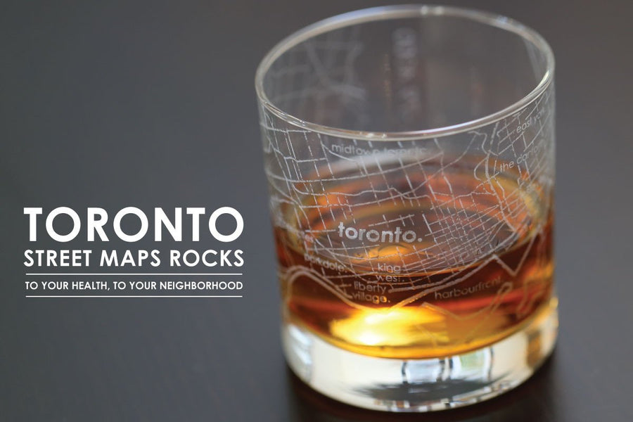 Toronto Map Rocks Glass