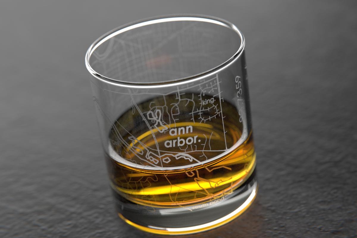Ann Arbor MI Map Rocks Glass