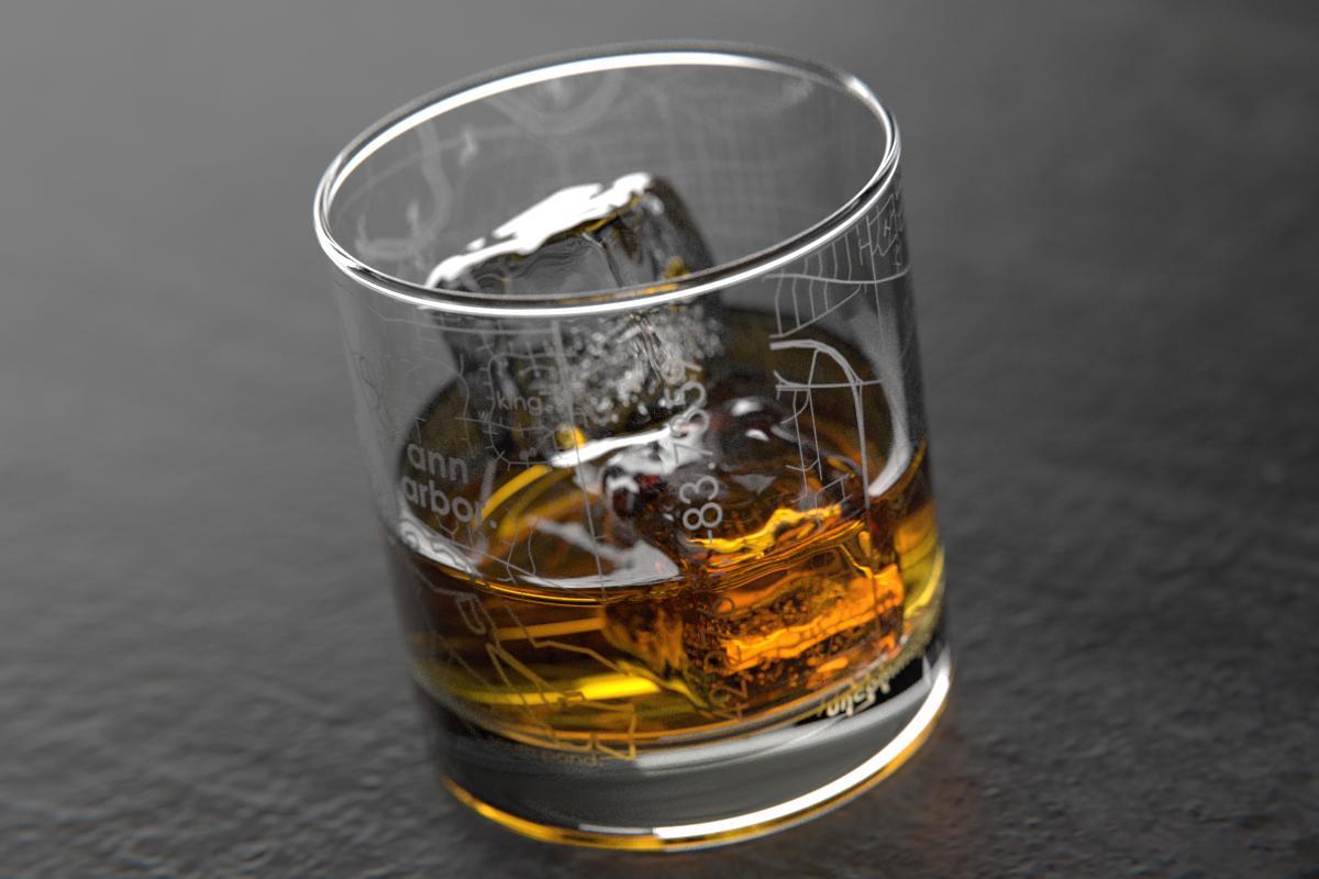 Ann Arbor MI Map Rocks Glass