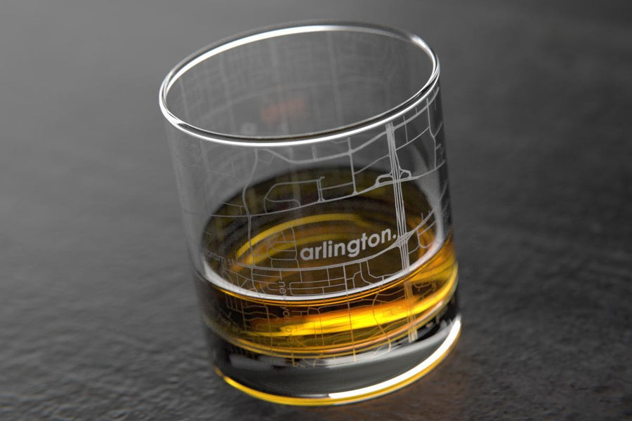 Arlington TX Map Rocks Glass