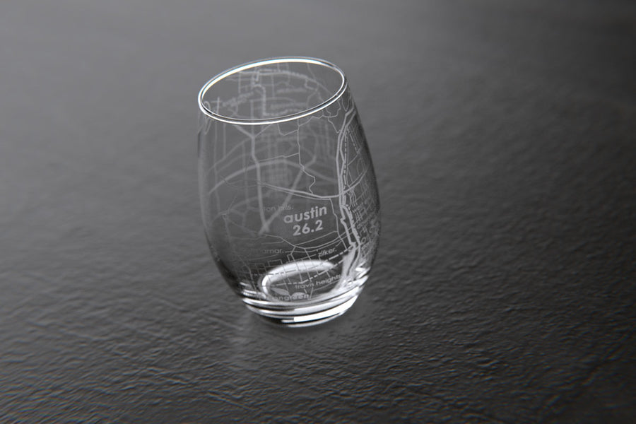 Marathon Map Stemless Wine Glass