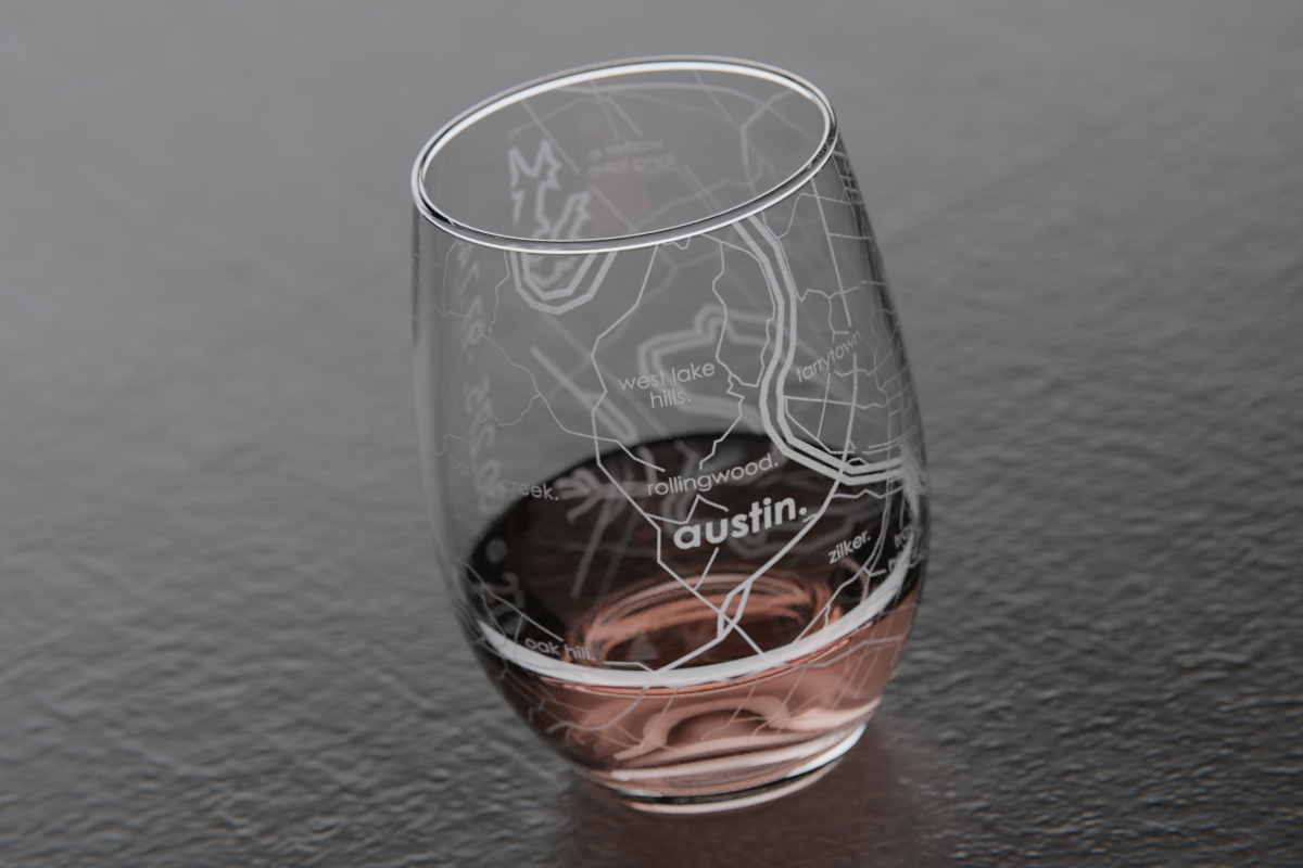 Austin Map Stemless Wine Glass
