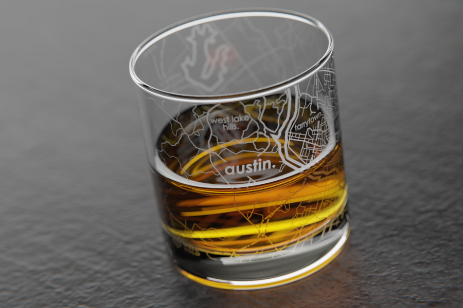 Austin Map Rocks Glass