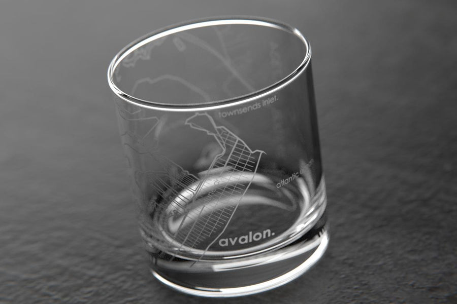 Avalon NJ Map Rocks Glass