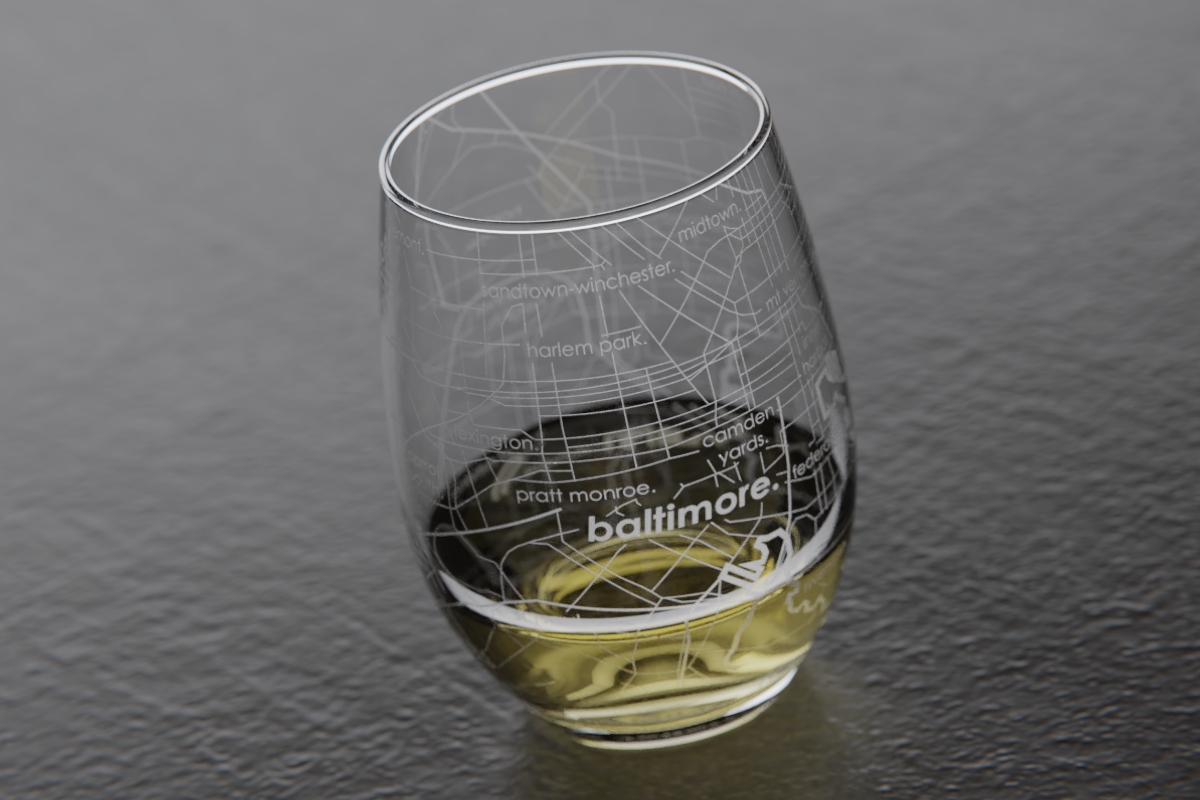Baltimore Map Stemless Wine Glass